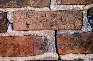 Date brick before digital enhancement of image