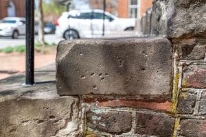 Front steps made of Aquia sandstone, ca. 1810; railing dates to 