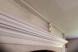 Mantel and spit rack in kitchen; ca. 1796-1800