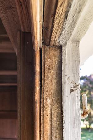 Casement window. Coping of jamb, with cove, to hgead, with ogee;