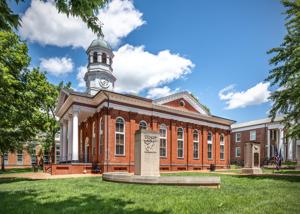 WWII and Korean War Monument; Courthouse of 1894-95 designed by 